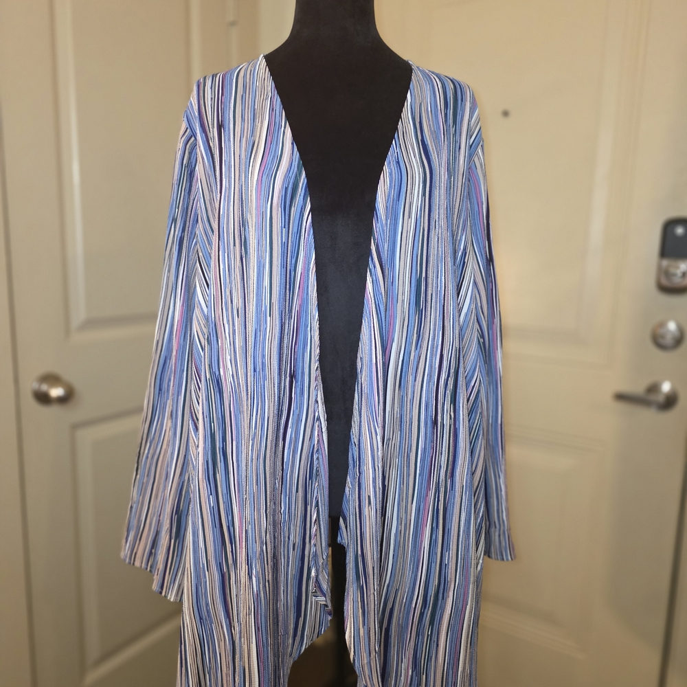 2 For $20 Striped  Women's‎ Plus Kimono,duster, Open Lightweight Cardigan.